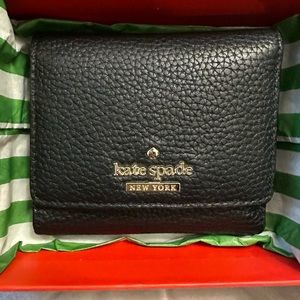 Kate Spade black tri-fold wallet brand new in original box